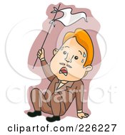 Poster, Art Print Of Stressed Man Waving A White Flag