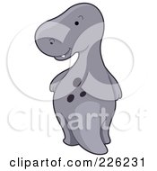 Poster, Art Print Of Cute Gray Dinosaur Looking Back