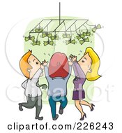 Poster, Art Print Of Business People Reaching Up For Money