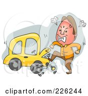 Poster, Art Print Of Man Kicking His Broken Down Car