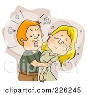 Royalty Free RF Clipart Illustration Of A Man Using Domestic Violence On His Wife