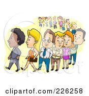 Royalty Free RF Clipart Illustration Of People Waiting In A Long Line