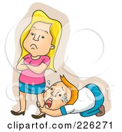 Royalty Free RF Clipart Illustration Of A Man Crying At A Womans Feet