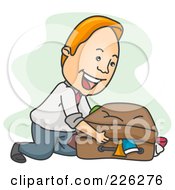 Poster, Art Print Of Businessman Packing A Messy Suitcase