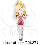 Royalty Free RF Clipart Illustration Of A Very Skinny Woman Touching Her Cheeks