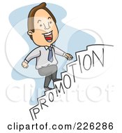 Royalty Free RF Clipart Illustration Of A Businessman Walking Up The Steps To A Promotion