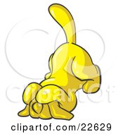 Clipart Illustration Of A Scared Yellow Tick Hound Dog Covering His Head With His Front Paws