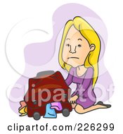 Royalty Free RF Clipart Illustration Of A Soman Packing Her Luggage