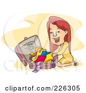 Poster, Art Print Of Woman Kneeling And Packing A Suitcase