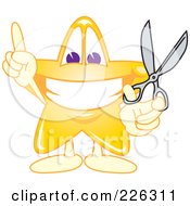 Star School Mascot Holding Scissors