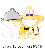 Star School Mascot Waiter Serving A Platter