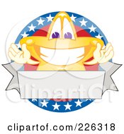 Star School Mascot Logo Over An American Circle And Blank Banner