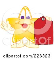 Star School Mascot Holding A Red Price Tag
