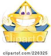 Poster, Art Print Of Star School Mascot Logo Over A Blue Diamond And Blank Gold Banner