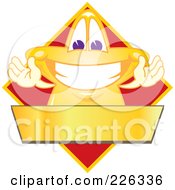 Star School Mascot Logo Over A Red Diamond And Blank Gold Banner