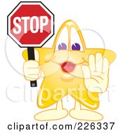 Poster, Art Print Of Star School Mascot Holdin A Stop Sign