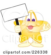 Star School Mascot Holding Up A Blank Sign