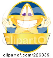 Star School Mascot Logo Over A Blue Oval And Blank Gold Banner