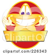 Poster, Art Print Of Star School Mascot Logo Over A Red Oval And Blank Gold Banner