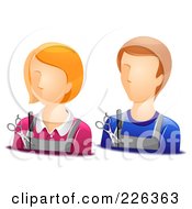 Poster, Art Print Of Digital Collage Of Male And Female Hair Stylist Avatars