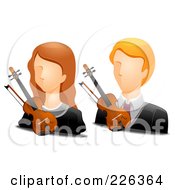 Digital Collage Of Male And Female Violinist Avatars