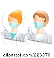 Poster, Art Print Of Digital Collage Of Male And Female Dentist Avatars