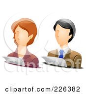 Poster, Art Print Of Digital Collage Of Male And Female Accountant Avatars