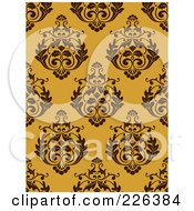 Poster, Art Print Of Yellow Seamless Damask Background Pattern - 1