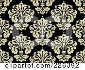 Poster, Art Print Of Black And Beige Damask Background Pattern - 1