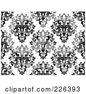 Poster, Art Print Of Black And White Seamless Damask Background Pattern - 1