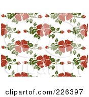 Poster, Art Print Of Red Floral Pattern On White Background