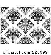 Poster, Art Print Of Black And White Seamless Damask Background Pattern - 2