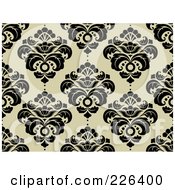 Poster, Art Print Of Black And Beige Damask Background Pattern - 2