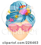 Poster, Art Print Of Faceless Woman With Shades And Beach Summer Time Hair