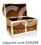 3d Wooden Treasure Chest With Gold Trim