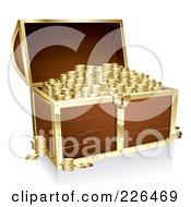 3d Full Wooden Treasure Chest With Gold Trim