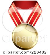 3d Gold Medal On A Red And Gold Ribbon