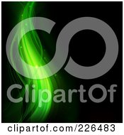 Abstract Magical Green Wave Background On Black