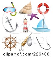 Royalty Free RF Clipart Illustration Of A Digital Collage Of Sea And Nautical Icons