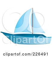 Poster, Art Print Of Blue Sailboat