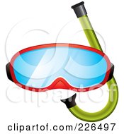 Red Snorkel Mask And Green Snorkel