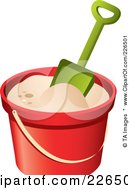 Royalty Free RF Clipart Illustration Of A Green Shovel In A Bucket Of Sand