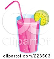 Royalty Free RF Clipart Illustration Of A Glass Of Pink Lemonade by TA Images