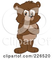 Royalty Free RF Clipart Illustration Of A Bear Cub School Mascot Standing Grumpily With His Arms Crossed