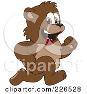 Royalty Free RF Clipart Illustration Of A Bear Cub School Mascot Running