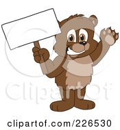 Royalty Free RF Clipart Illustration Of A Bear Cub School Mascot Holding Up A Blank Sign