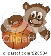 Poster, Art Print Of Bear Cub School Mascot Grabbing A Basketball
