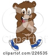 Poster, Art Print Of Bear Cub School Mascot Walking In Shoes