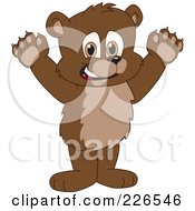 Poster, Art Print Of Bear Cub School Mascot Holding His Paws Up