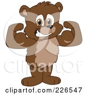 Royalty Free RF Clipart Illustration Of A Bear Cub School Mascot Flexing